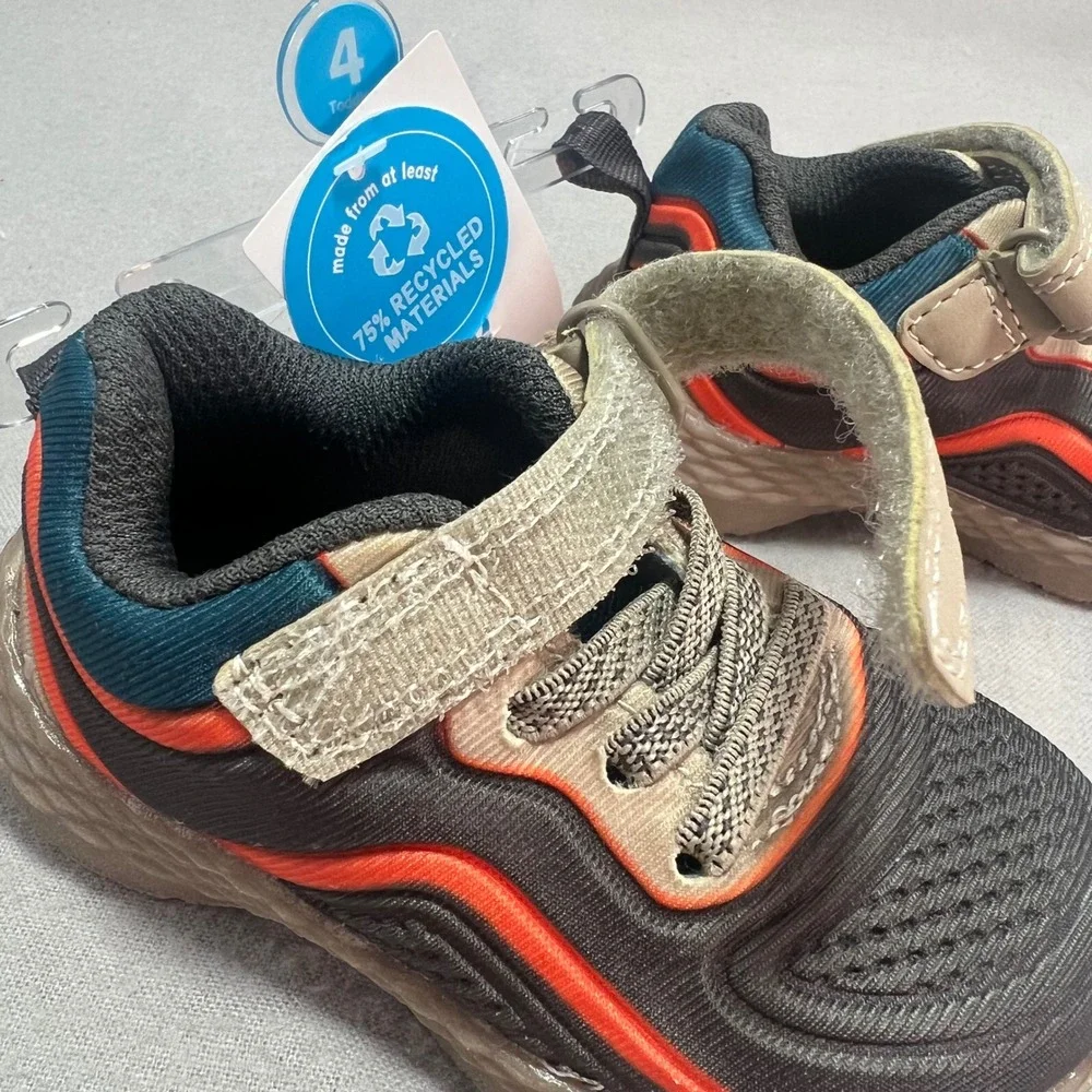 Carter's Mercury Toddler Sneakers Gray Orange Recycled Materials Athletic Size 4